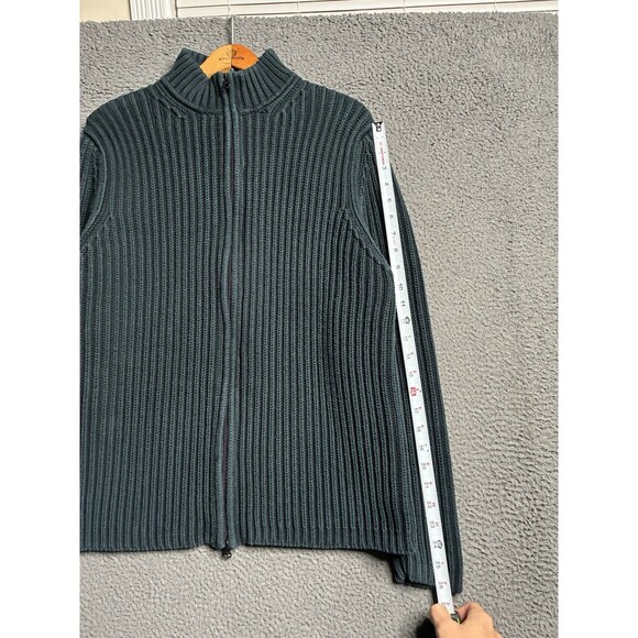 Vintage 90's GAP Green Ribbed Full Zip Cardigan Sweater Size XL 100% Cotton - Picture 5 of 9